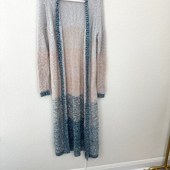 Anthro Moth Womens Long Cardigan Ombre Sweater Size M Mohair Wool Alpaca Blend - Picture 1 of 10